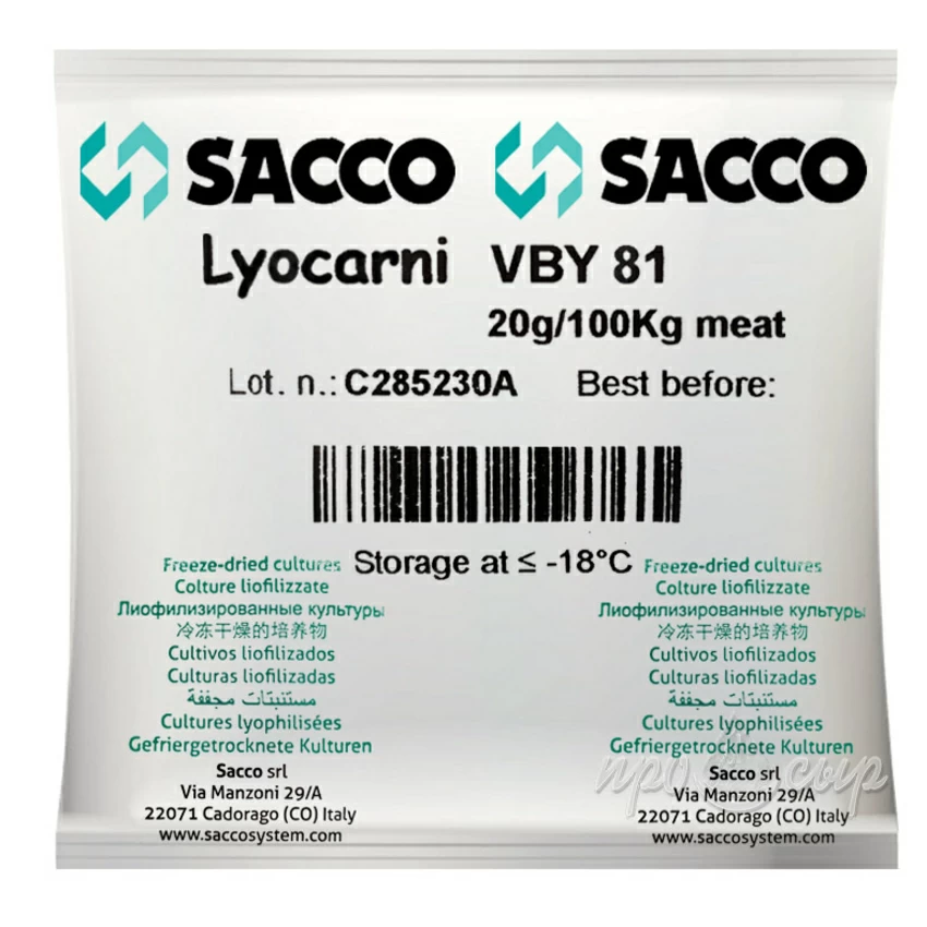 Стартовая культура Sacco Lyocarni VBY-81 20 г/100 кг Стартовая культура Sacco Lyocarni VBY-81 20 г/100 кг
