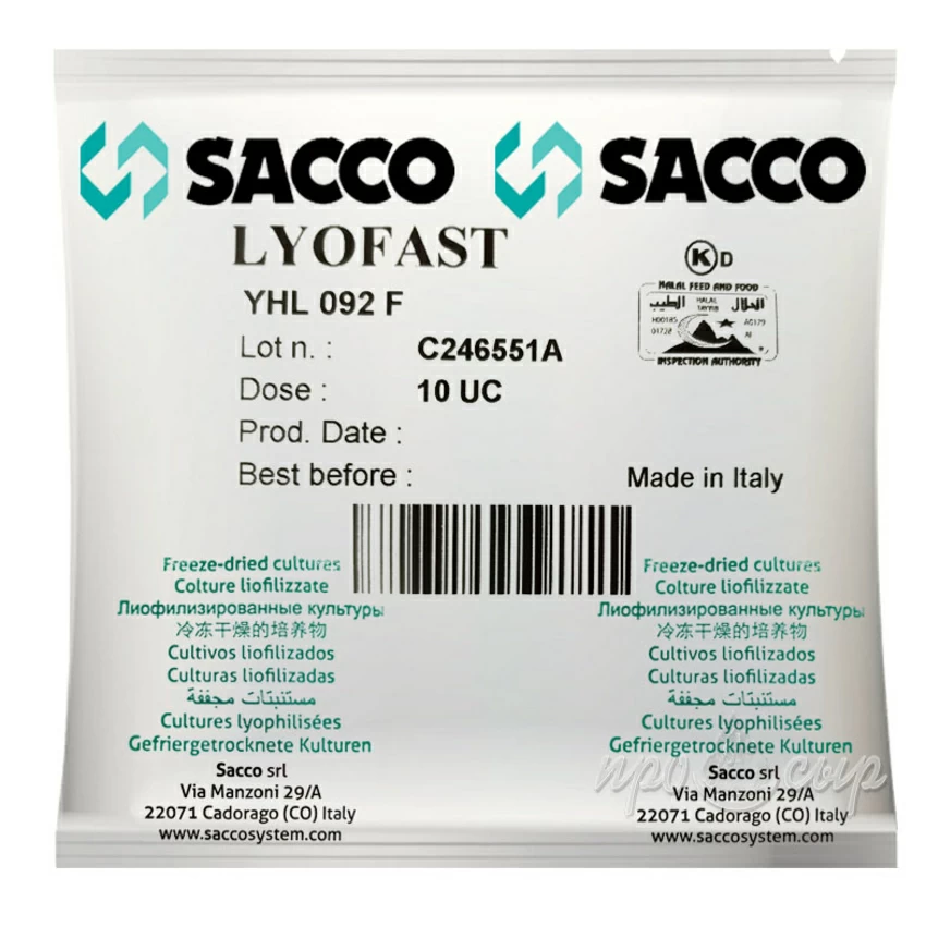 Термофильная закваска Sacco YHL 092/94 F (10D) Термофильная закваска Sacco YHL 092/94 F (10D)